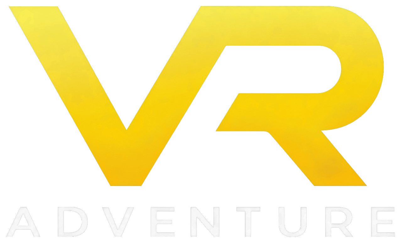 A teljes VR Adventure logó: arany VR jel és ADVENTURE felirat